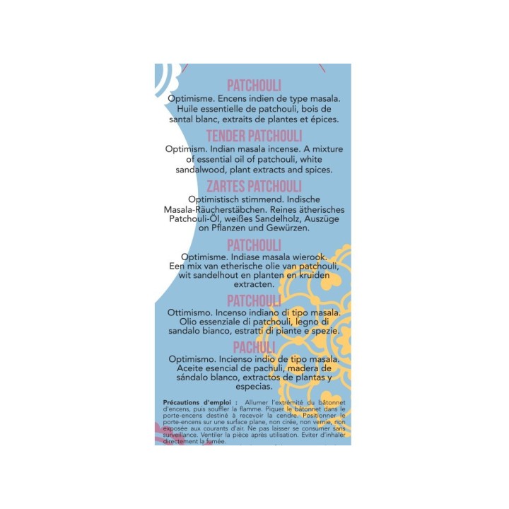 Incenso indiano, 100% naturale "Alta tradizione" - Patchouli morbido - 20 pces - Les encens du monde