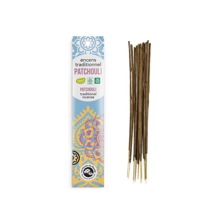 Indischer Weihrauch, 100% natürlich "Hohe Tradition" - Weiches Patchouli - 20 pces - Les encens du monde
