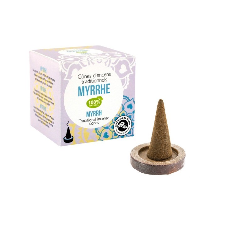CONES D'ENCENS INDIENS HAUTE TRADITION MYRRHE - LES ENCENS DU MONDE - AROMANDISE 