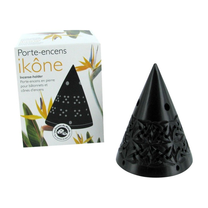 Stein-Räucherstäbchenhalter, "Ikône" schwarz - Les encens du monde