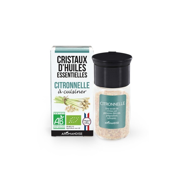 Cristaux d'huiles essentielles BIO à cuisiner, Citronnelle - Aromandise