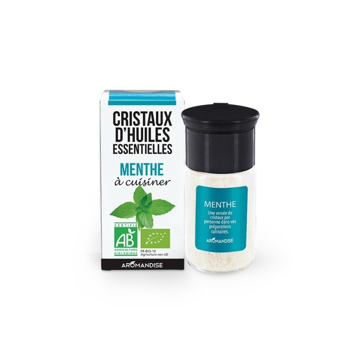 Cristaux d'huiles essentielles BIO à cuisiner, Menthe - Aromandise