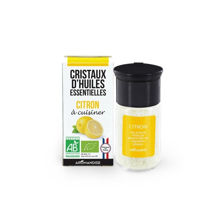 Cristaux d'huiles essentielles BIO à cuisiner, Citron - Aromandise