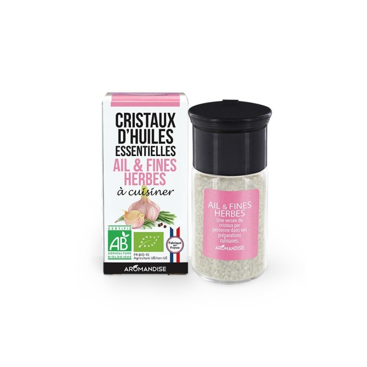 Cristaux d'huiles essentielles BIO à cuisiner, Ails et fines herbes - Aromandise