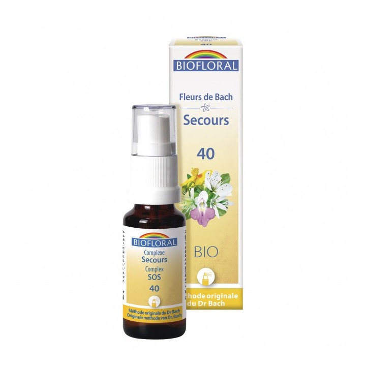 Complesso organico di fiori di Bach - Rescue / SOS (No. 40) - 20ml Spray - Biofloral