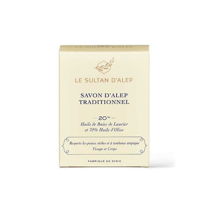 Savon d'Alep, 20% de baies de Laurier, 70% Olive - 200g - Le Sultan d'Alep