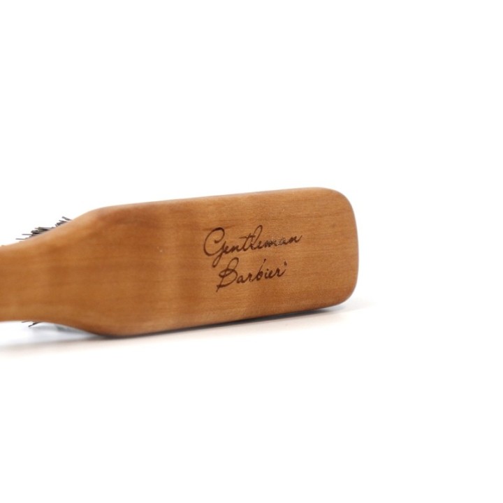 Brosse à barbe artisanale, Pur Sanglier et bois de Poirier, avec manche - Gentleman Barbier