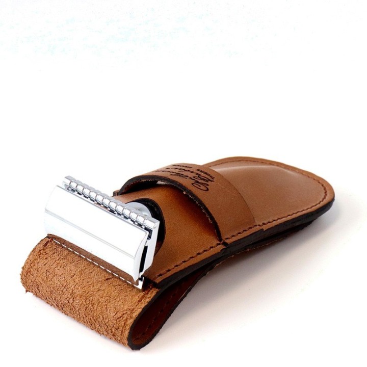Custodia in vera pelle per rasoi di sicurezza, Mach3® et Fusion™ - Gentleman Barbier