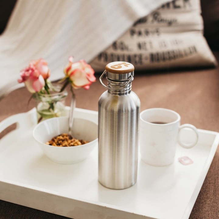 Edelstahlflasche mit Bambusverschluss - 750ml - Bambaw