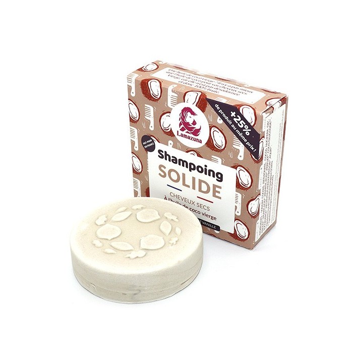 Shampoo solido per capelli secchi - Cocco e vaniglia - 70g - Lamazuna