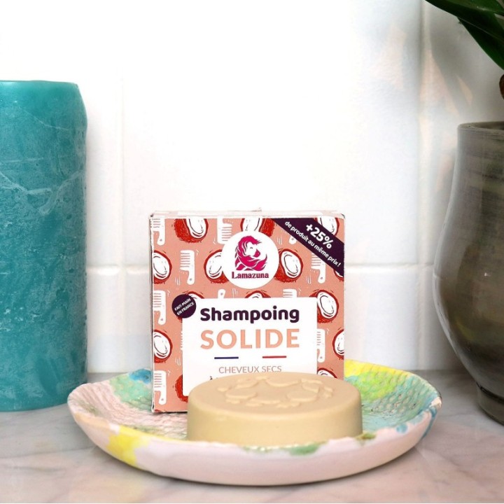 Festes Shampoo für trockenes Haar - Kokosnuss und Vanille - 70g - Lamazuna