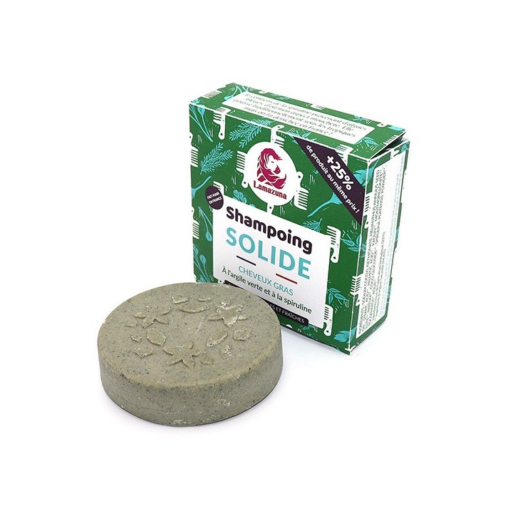 Shampoo solido per capelli grassi - Argilla verde e spirulina - 70g - Lamazuna