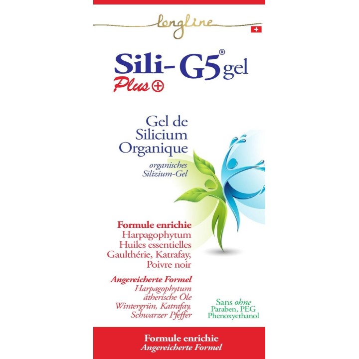 Gel Silicium organique, G5 PLUS - Enrichie à l'harpagophytum et huiles essentielles - 200ml - Longline