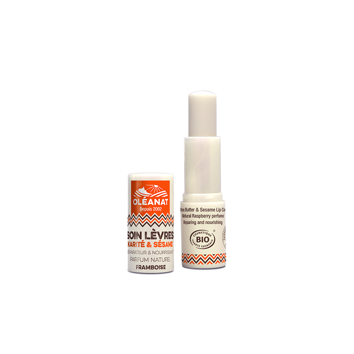 Bio-Sheabutter Lippenpflege, Himbeer-Duft - 4,5g - Oléanat