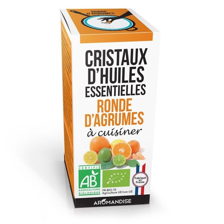 Cristalli di oli essenziali biologici per cucinare, tondi di agrumi - 10g - Aromandise