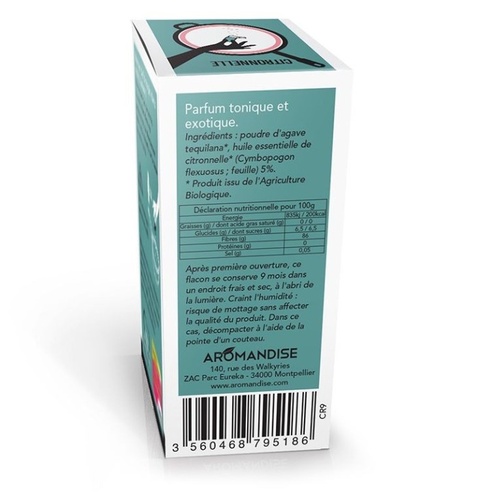 Cristaux d'huiles essentielles BIO à cuisiner, Citronnelle - 10g - Aromandise