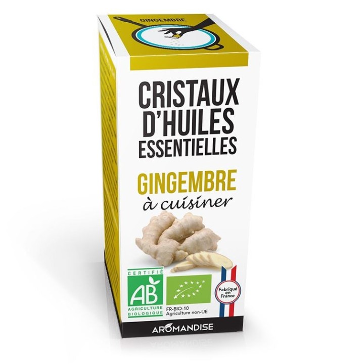Cristaux d'huiles essentielles BIO à cuisiner, Gingembre - 10g - Aromandise
