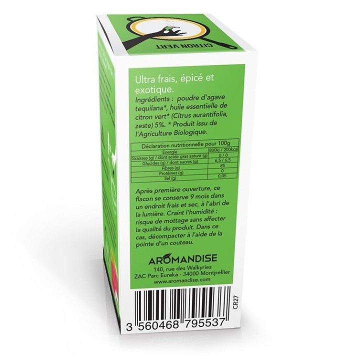 Cristaux d'huiles essentielles BIO à cuisiner, Citron vert - 10g - Aromandise