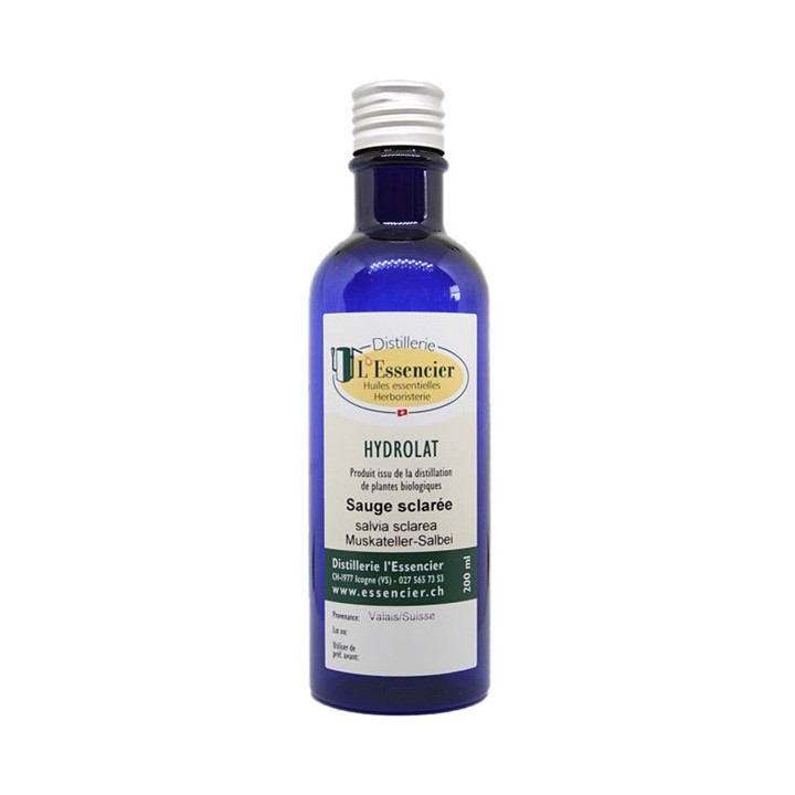 Hydrolat comestible de Sauge sclarée Biologique du Valais - 200 ml - L'essencier