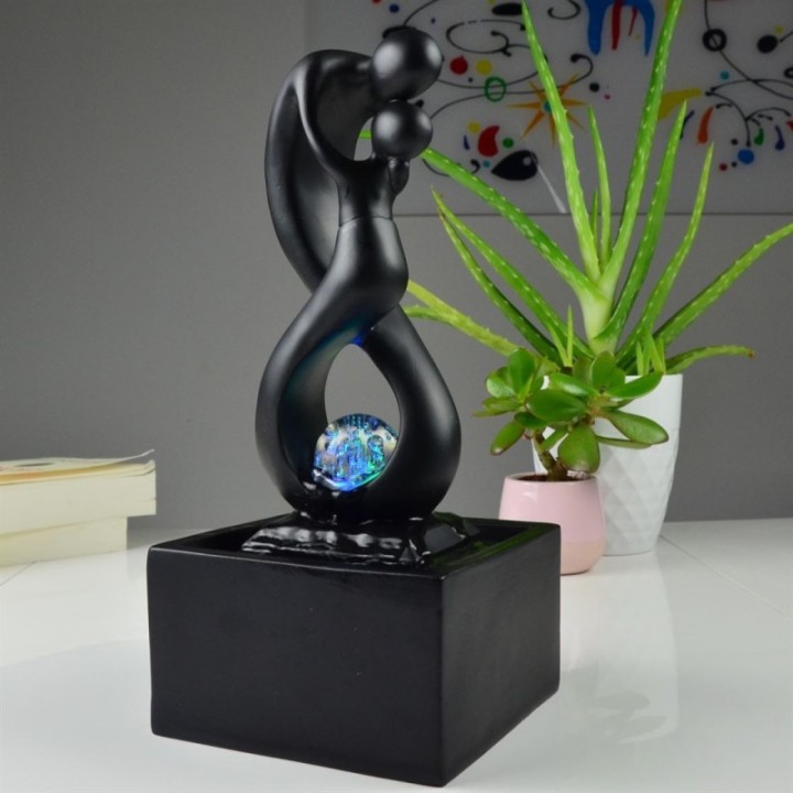 Fontana d'acqua - "Amor" Nero (con luce LED e palla) - Zen'Light