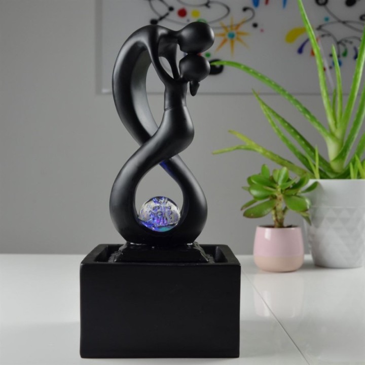 Wasserfontäne - "Amor" Schwarz (mit LED-Licht und Kugel) - Zen'Light