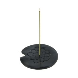 Porta-incenso in pietra nera "Lotus" - Les encens du monde