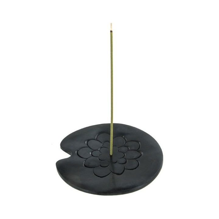 Porta-incenso in pietra nera "Lotus" - Les encens du monde