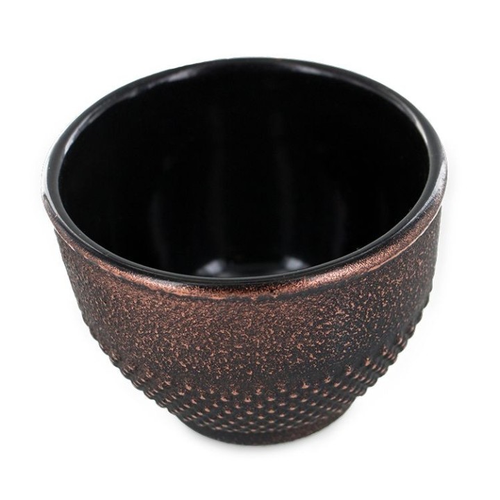 Emaillierte Gusseisen Tasse, Schwarz & Gold - 0,15 Liter - Aromandise
