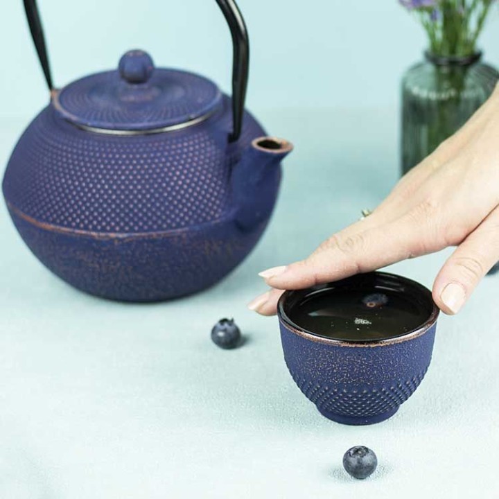 Blau und Gold emaillierte Gusseisen Tasse - 0,15 Liter - Aromandise