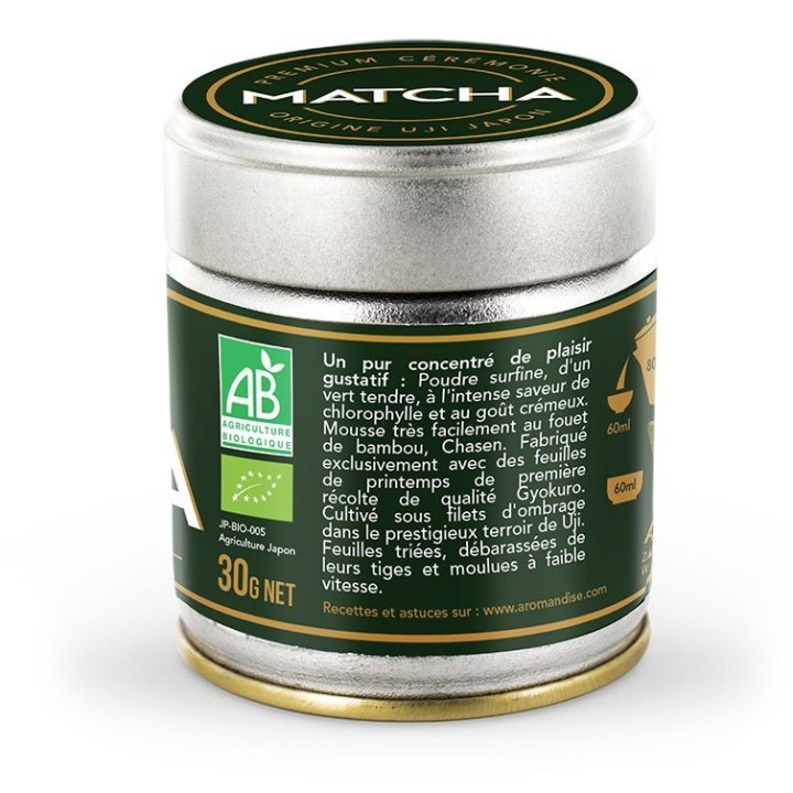 Thé vert Matcha BIO de Cérémonie - Premium d'Uji (Japon) - 30g - Aromandise