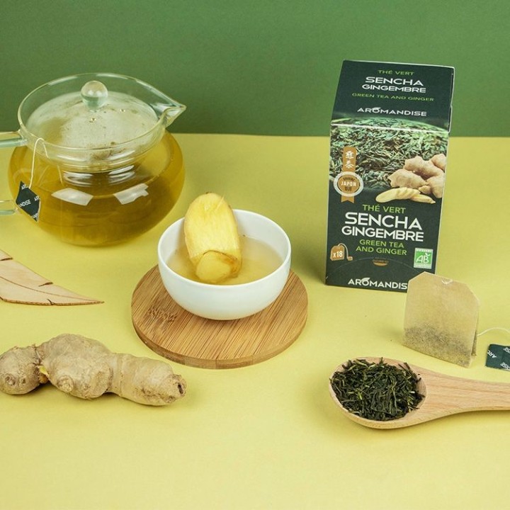 Sencha & Ginger Green Tea Bag - 18 bustine - Aromandise