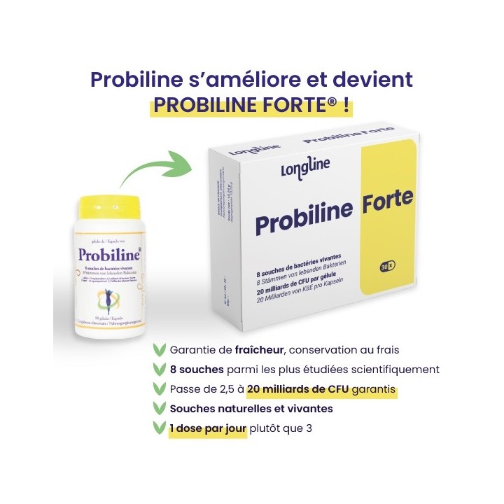 Probiline Forte, Probiotici 8 ceppi/20 miliardi di CFU per capsula - 30 capsule - Longline