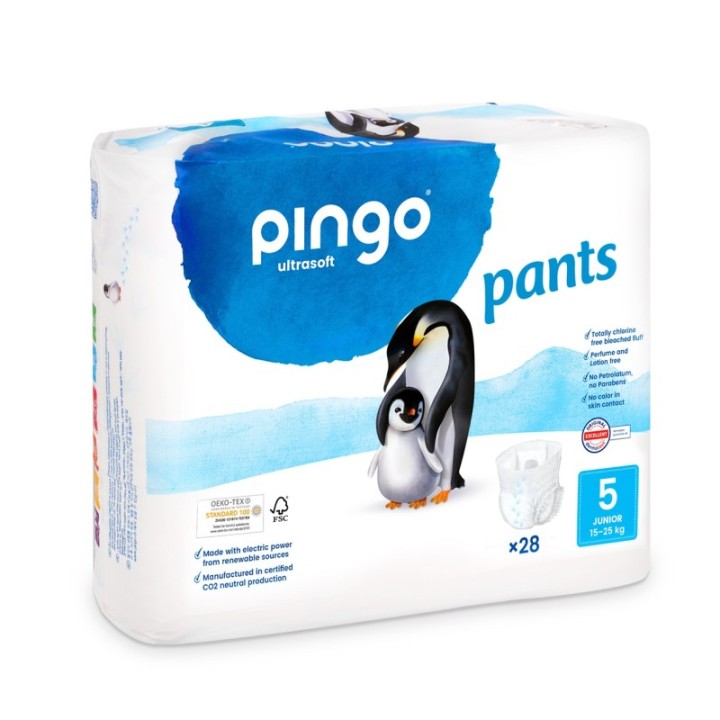Pants per il bambino, svizzero ed ecologico - Taglia 5, Junior (15-25kg), 28pz - Pingo