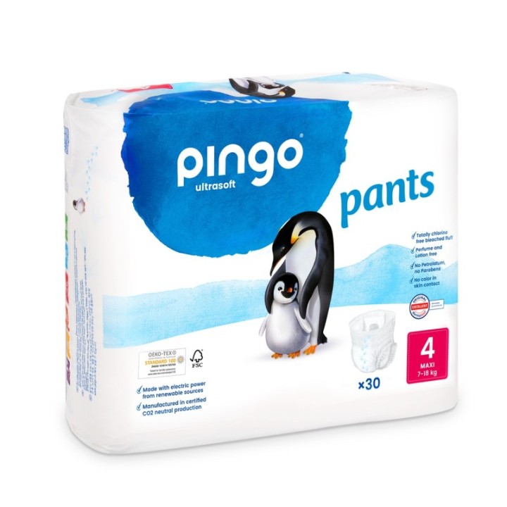 Culottes d'apprentissage pour bébés, Suisses & Écologiques - Taille 4, Maxi (7-18kg) - 30 pces - Pingo
