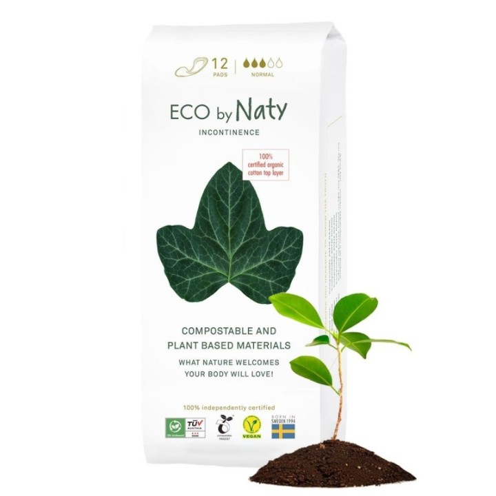 Serviette de protection pour l'incontinence, 100% compostable, Normal - 12 pces - Naty