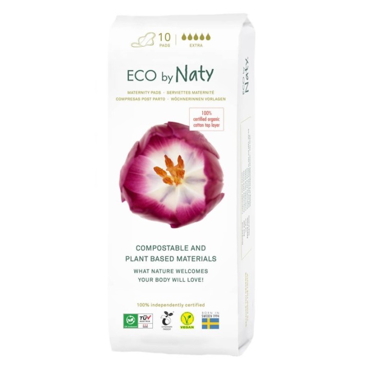 Serviette de maternité, 100% compostable, Ultre-absorbant - 10 pces - Naty