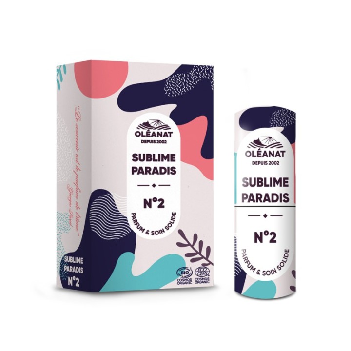 Profumo solido biologico in stick, 100% naturale, N°2 Paradiso sublime - 4,5g - Oléanat