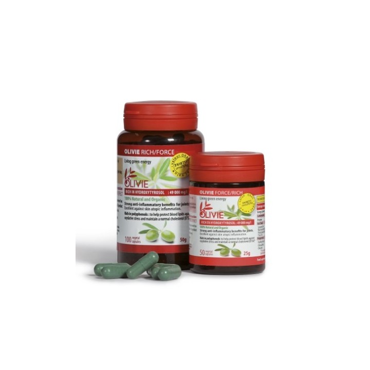 OLIVIE Riche, Nahrungsmittelextrakt aus dem Olivenbaum, entzündungshemmend und cholesterinreduzierend - 100 Kapseln - Olivie