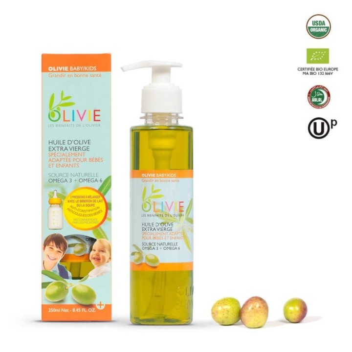 OLIVIE Baby/Kids, Natives Olivenöl extra, speziell für Babys und Kinder geeignet - 250ml - Olivie