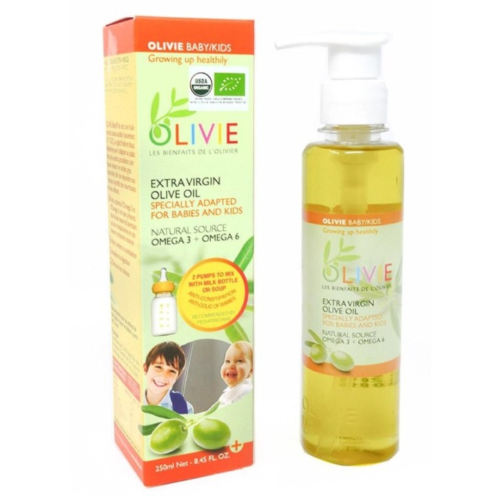 OLIVIE Baby/Kids, Olio extravergine d'oliva specifico per neonati e bambini - 250ml - Olivie