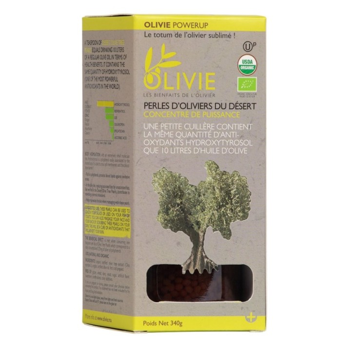OLIVIE PowerUp, Wunderperlen aus Wüstenolivenbäumen, reich an Antioxidantien und Resveratrol - 340g - Olivie