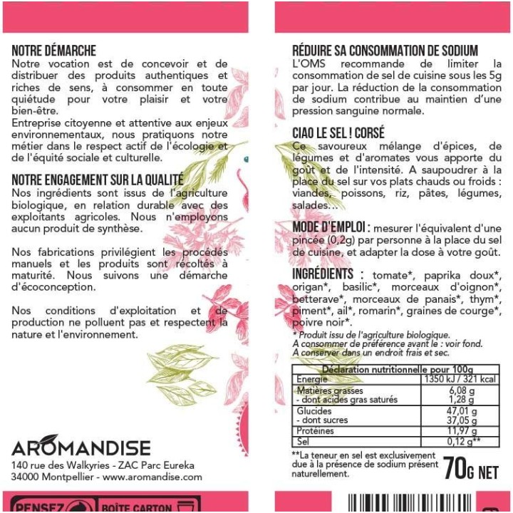 "BYEBYE Saltz!" Salz-Ersatz, Vollmundig - 70g - Aromandise