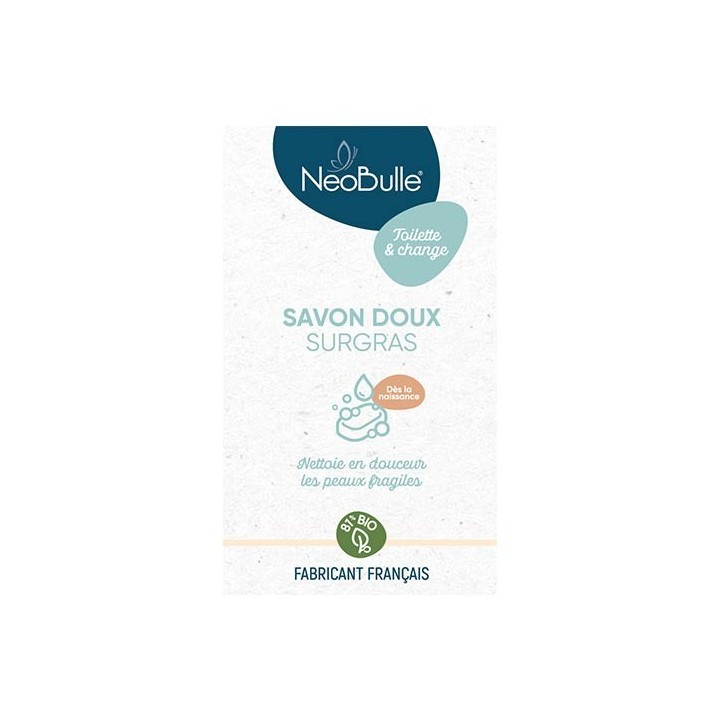  Savon doux surgras, visage et corps, spécial bébé et peaux sèches - 100g - NéoBulle
