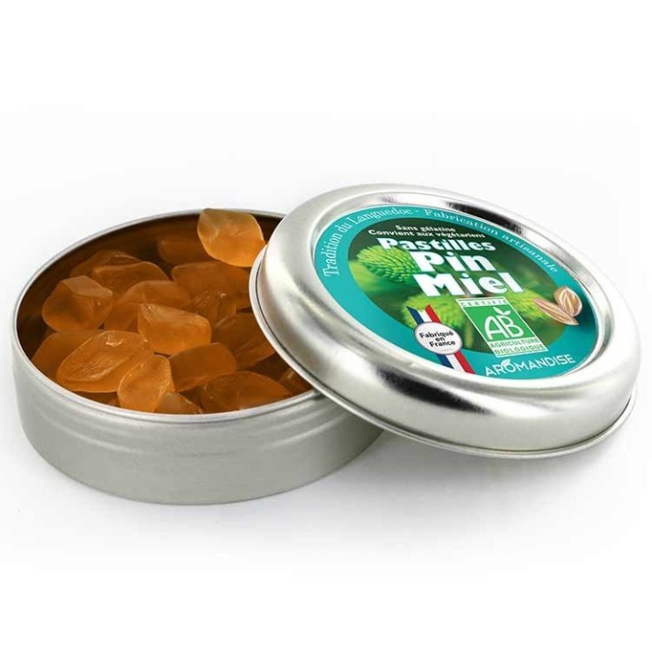 Pastiglie artigianali della Linguadoca, con pino e miele - 45g - Aromandise