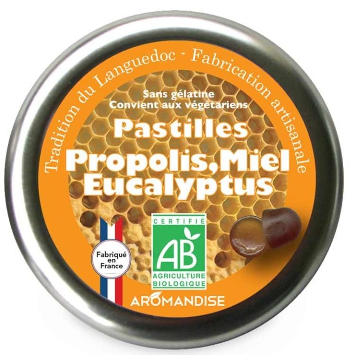 Pastiglie tradizionali della Linguadoca, con propoli ed eucalipto - 45g - Aromandise