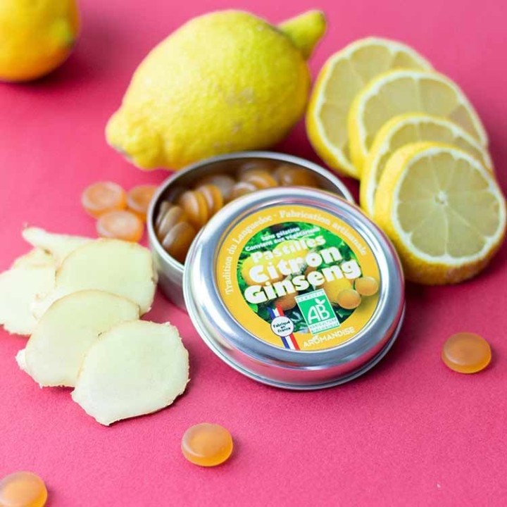 Pastiglie tradizionali della Linguadoca, con limone e ginseng - 45g - Aromandise
