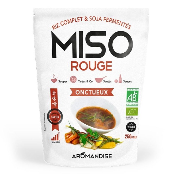 Miso rosso biologico cremoso, un must della cucina giapponese (riso e soia fermentati) - 250g - Aromandise
