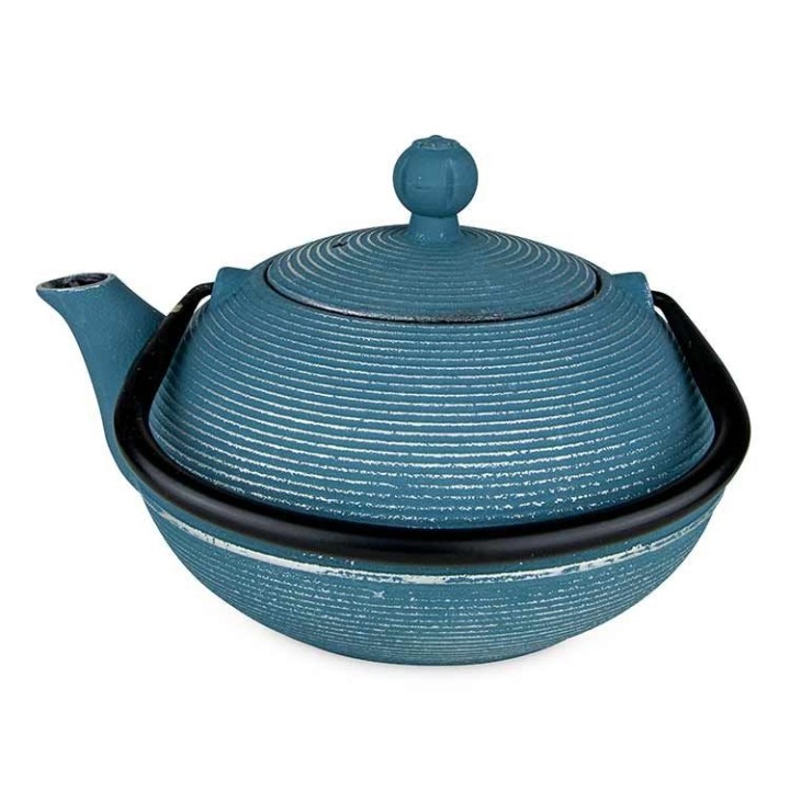 Théière en fonte, ASAGAO bleue, avec filtre inox - 0,8 litre - Aromandise
