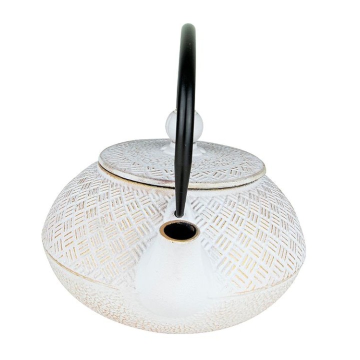 Théière en fonte, TAMAYUKI blanche, avec filtre inox - 0,8 litre - Aromandise