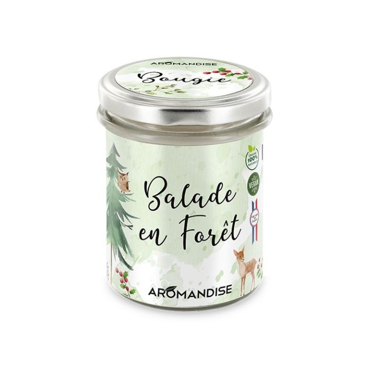 Zimmerkerze "Spaziergang im Wald" 100% natürlich mit Sojawachs, 30h - 150g - Aromandise
